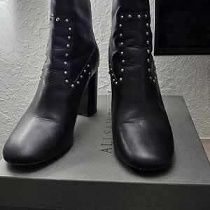 AllSaints "Ivy" Studded Black Leather Ankle Boots – Size EU 40 / US 9 MSRP $398
